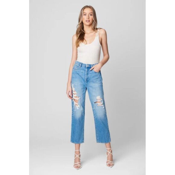 Blank NYC Baxter Rib Cage Jeans Straight Leg with Rips - Picture 1 of 14